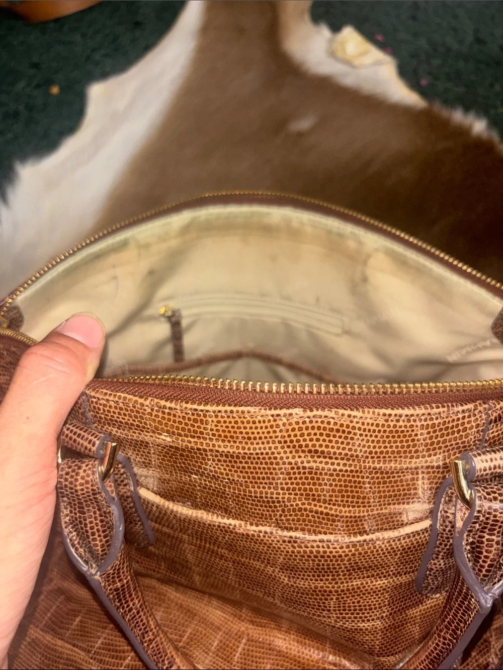 Brahmin lizard leather 2way duxbury bag